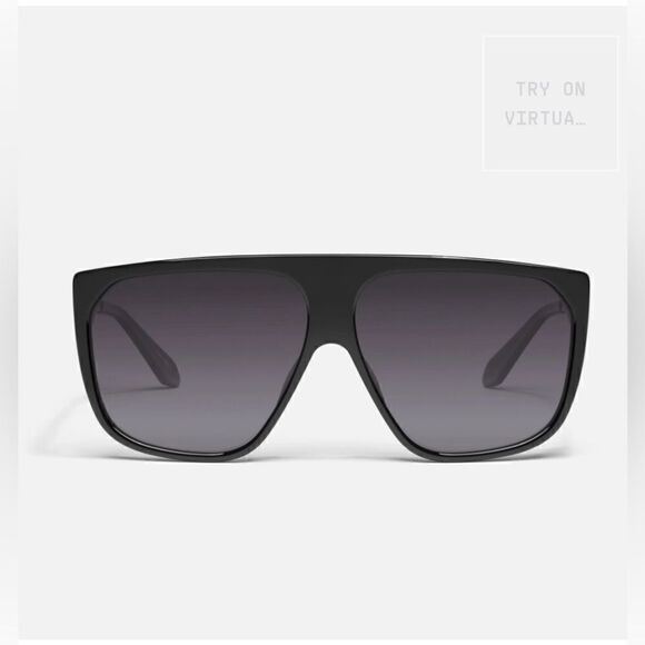 QUAY NO CURFEW POLARIZED black smoke oversized shield Sunglasses. NWT - Picture 2 of 11